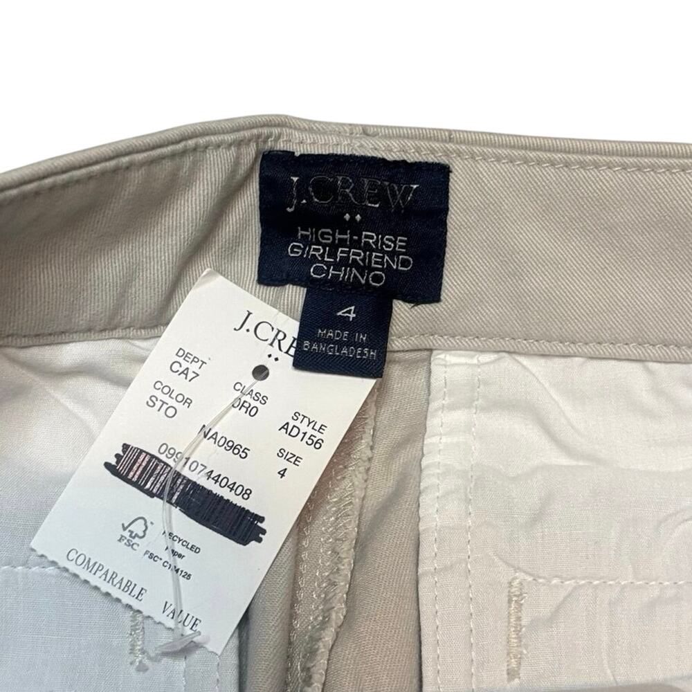 J.Crew High Rise Girlfriend Chino Pants Stone Straight Leg Size 4 - Picture 6 of 7